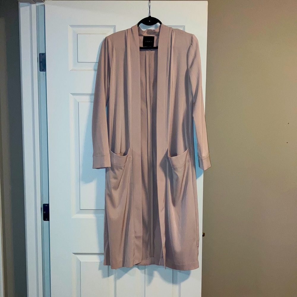Dynamite Blush Pink Collarless Maxi Blazer M